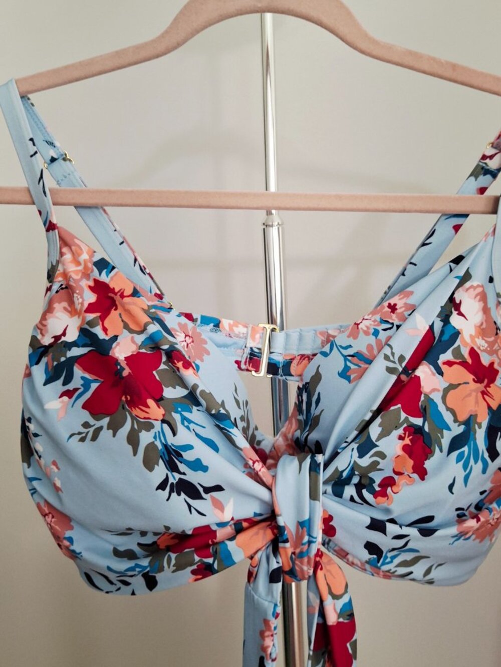 La Vie en Rose Aqua D Cup Retro Tie Front Bralette Bustier Bikini Bra Top